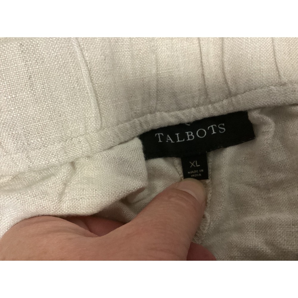 Talbots Linen Shorts Womens XL Beige Elastic Drawstring Waist Tassel Pocket - Picture 4 of 11